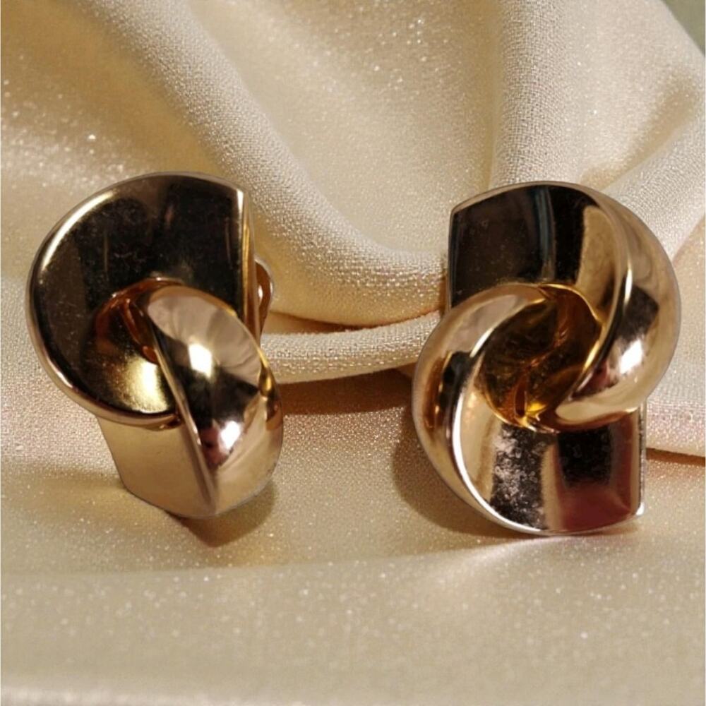 Vintage 80s Christian Dior CD Logo Gold Tone Clip On Earrings Statement